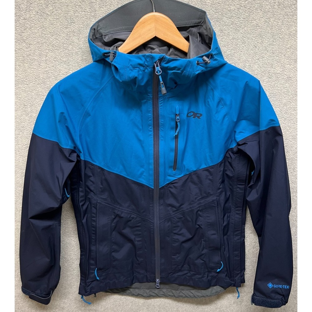 Outdoor Research Mens Aspire Gore-Tex Hooded Jacket Calestial Blue Waterproof XS